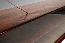 Load image into Gallery viewer, Bespoke 6ft Danish Mid-Century Modern Sofa Table / Display / Bookcase in Rosewood w/ Glass Sliding Doors, Denmark, c. 1960s-ABT Modern