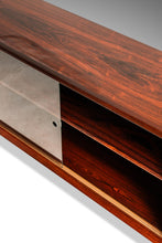 Load image into Gallery viewer, Bespoke 6ft Danish Mid-Century Modern Sofa Table / Display / Bookcase in Rosewood w/ Glass Sliding Doors, Denmark, c. 1960s-ABT Modern