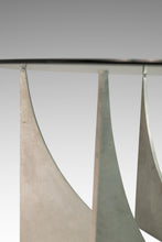 Load image into Gallery viewer, Brasilia Inspired Brutalist Hand-Welded Coffee Table in Solid Aluminum w/ Glass Top Attributed to Donald Drumm, USA, c. 1960s-ABT Modern