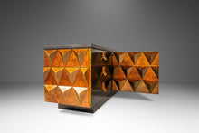 Load image into Gallery viewer, Brutalist Sculptural Diamond Faced Credenza / Sideboard With Leather Top, Italy, c. 1970s-ABT Modern
