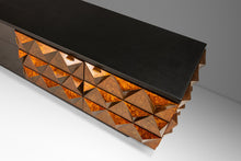 Load image into Gallery viewer, Brutalist Sculptural Diamond Faced Credenza / Sideboard With Leather Top, Italy, c. 1970s-ABT Modern