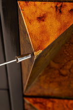 Load image into Gallery viewer, Brutalist Sculptural Diamond Faced Credenza / Sideboard With Leather Top, Italy, c. 1970s-ABT Modern