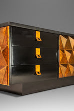 Load image into Gallery viewer, Brutalist Sculptural Diamond Faced Credenza / Sideboard With Leather Top, Italy, c. 1970s-ABT Modern