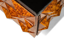 Load image into Gallery viewer, Brutalist Sculptural Diamond Faced Credenza / Sideboard With Leather Top, Italy, c. 1970's-ABT Modern