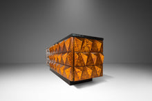 Load image into Gallery viewer, Brutalist Sculptural Diamond Faced Credenza / Sideboard With Leather Top, Italy, c. 1970's-ABT Modern
