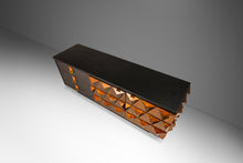 Load image into Gallery viewer, Brutalist Sculptural Diamond Faced Credenza / Sideboard With Leather Top, Italy, c. 1970s-ABT Modern