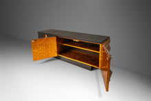 Load image into Gallery viewer, Brutalist Sculptural Diamond Faced Credenza / Sideboard With Leather Top, Italy, c. 1970s-ABT Modern
