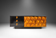 Load image into Gallery viewer, Brutalist Sculptural Diamond Faced Credenza / Sideboard With Leather Top, Italy, c. 1970's-ABT Modern