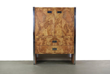 Load image into Gallery viewer, Burlwood Laminate High Boy Dresser w/ Chrome Accents Attributed to Milo Baughman-ABT Modern