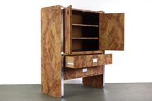 Load image into Gallery viewer, Burlwood Laminate High Boy Dresser w/ Chrome Accents Attributed to Milo Baughman-ABT Modern