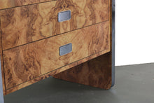 Load image into Gallery viewer, Burlwood Laminate High Boy Dresser w/ Chrome Accents Attributed to Milo Baughman-ABT Modern