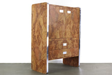 Load image into Gallery viewer, Burlwood Laminate High Boy Dresser w/ Chrome Accents Attributed to Milo Baughman-ABT Modern