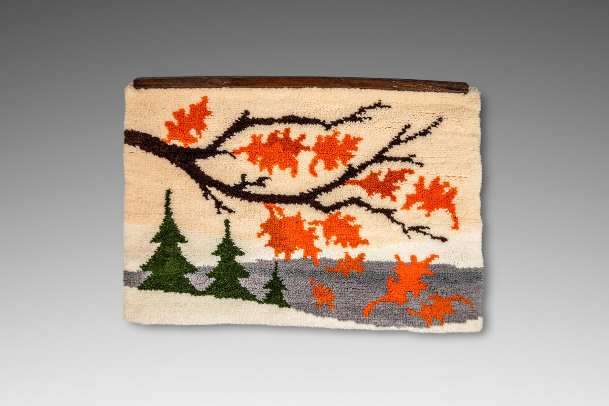 Charming Mid-Century Modern Hand-Made Latch Hook Tapestry / Wall Art,