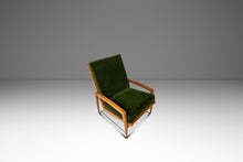 Load image into Gallery viewer, Rare Restored Danish Mid-Century Modern High-Back Lounge Chair in Beech, Velour & Brass by Dan Johnson for Selig, Denmark, c. 1950s