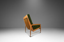 Load image into Gallery viewer, Rare Restored Danish Mid-Century Modern High-Back Lounge Chair in Beech, Velour & Brass by Dan Johnson for Selig, Denmark, c. 1950s