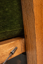 Load image into Gallery viewer, Rare Restored Danish Mid-Century Modern High-Back Lounge Chair in Beech, Velour & Brass by Dan Johnson for Selig, Denmark, c. 1950s