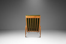 Load image into Gallery viewer, Rare Restored Danish Mid-Century Modern High-Back Lounge Chair in Beech, Velour & Brass by Dan Johnson for Selig, Denmark, c. 1950s