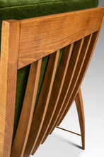 Load image into Gallery viewer, Rare Restored Danish Mid-Century Modern High-Back Lounge Chair in Beech, Velour & Brass by Dan Johnson for Selig, Denmark, c. 1950s