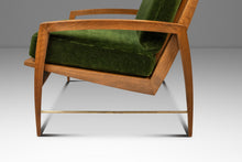 Load image into Gallery viewer, Rare Restored Danish Mid-Century Modern High-Back Lounge Chair in Beech, Velour & Brass by Dan Johnson for Selig, Denmark, c. 1950s
