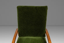 Load image into Gallery viewer, Rare Restored Danish Mid-Century Modern High-Back Lounge Chair in Beech, Velour & Brass by Dan Johnson for Selig, Denmark, c. 1950s