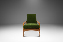 Load image into Gallery viewer, Rare Restored Danish Mid-Century Modern High-Back Lounge Chair in Beech, Velour & Brass by Dan Johnson for Selig, Denmark, c. 1950s