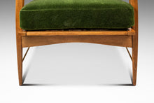 Load image into Gallery viewer, Rare Restored Danish Mid-Century Modern High-Back Lounge Chair in Beech, Velour & Brass by Dan Johnson for Selig, Denmark, c. 1950s