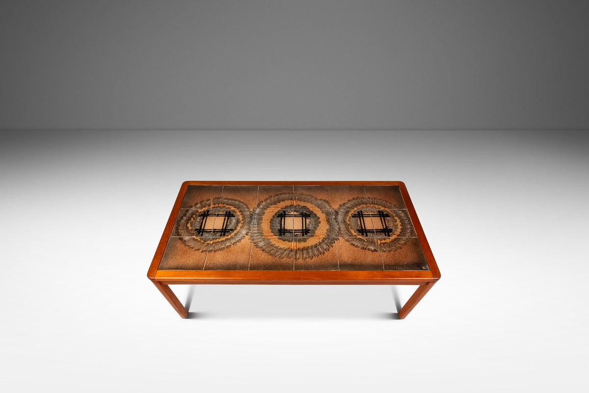 Danish Mid-Century Modern Coffee Table in Teak w/ Ceramic Tile Mosaic