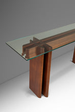Load image into Gallery viewer, Danish Mid-Century Modern Console Table in Teak w/ Glass Top by Gustav Gaarde for Trekanten, Denmark, c. 1970s-ABT Modern