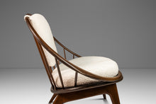Load image into Gallery viewer, Danish Mid-Century Modern "Hoop" / "Peacock" Chair in Walnut & White Bouclé by Ib Kofod-Larsen for Selig, Denmark, c. 1960s-ABT Modern