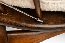 Load image into Gallery viewer, Danish Mid-Century Modern "Hoop" / "Peacock" Chair in Walnut & White Bouclé by Ib Kofod-Larsen for Selig, Denmark, c. 1960s-ABT Modern