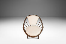 Load image into Gallery viewer, Danish Mid-Century Modern "Hoop" / "Peacock" Chair in Walnut & White Bouclé by Ib Kofod-Larsen for Selig, Denmark, c. 1960s-ABT Modern