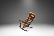 Load image into Gallery viewer, Danish Mid-Century Modern Sculptural Rocking Chair in Mahogany & New Bohemian Upholstery by Poul Volther for Frem Rojle, Denmark, c. 1960s-ABT Modern