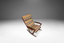 Load image into Gallery viewer, Danish Mid-Century Modern Sculptural Rocking Chair in Mahogany & New Bohemian Upholstery by Poul Volther for Frem Rojle, Denmark, c. 1960s-ABT Modern