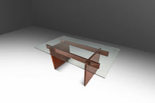 Load image into Gallery viewer, Danish Modern Architectural Modernist Dining Table in Rosewood w/ Glass Top by Sigurd Hansen for Haslev Møbelsnedkeri, Denmark, c. 1970s-ABT Modern
