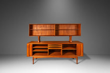 Load image into Gallery viewer, Danish Modern Double Decker Tambour Door Credenza w/ Display Topper in Teak by Bernhard Pedersen, Denmark, c. 1960's-ABT Modern