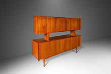 Load image into Gallery viewer, Danish Modern Double Decker Tambour Door Credenza w/ Display Topper in Teak by Bernhard Pedersen, Denmark, c. 1960's-ABT Modern