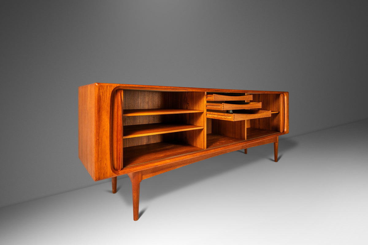 Danish Modern Tambour Door Credenza in Teak by Bernhard Pedersen for B