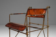 Load image into Gallery viewer, Early Patinaed Wrought Iron and Leather Armchair Lounge Chair / Armchair Attributed to Ilana Goor, Israel, c. 1960's-ABT Modern