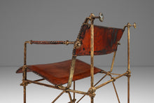 Load image into Gallery viewer, Early Patinaed Wrought Iron and Leather Armchair Lounge Chair / Armchair Attributed to Ilana Goor, Israel, c. 1960's-ABT Modern