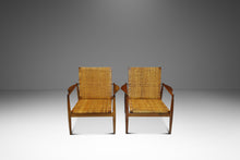 Load image into Gallery viewer, Early Set of Two ( 2 ) Finn Juhl Model SW96 Lounge Chairs in Teak, Oak, and Caning for Søren Willadsen, Denmark, c. 1950s-ABT Modern