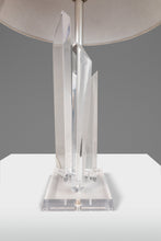 Load image into Gallery viewer, Hollywood Regency Geometric Sculptural "Skyscraper" Prism Table Lamp in Translucent Lucite, USA, c. 1970's-ABT Modern