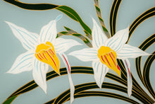 Load image into Gallery viewer, Japanese Mid-Century Modern Hand-Painted Glass Serving Dish Depicting Orchids w/ Protective Case by Mitsukoshi, Japan, c. 1960s-ABT Modern