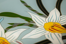 Load image into Gallery viewer, Japanese Mid-Century Modern Hand-Painted Glass Serving Dish Depicting Orchids w/ Protective Case by Mitsukoshi, Japan, c. 1960s-ABT Modern