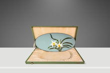 Load image into Gallery viewer, Japanese Mid-Century Modern Hand-Painted Glass Serving Dish Depicting Orchids w/ Protective Case by Mitsukoshi, Japan, c. 1960s-ABT Modern