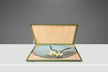 Load image into Gallery viewer, Japanese Mid-Century Modern Hand-Painted Glass Serving Dish Depicting Orchids w/ Protective Case by Mitsukoshi, Japan, c. 1960s-ABT Modern