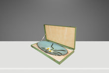 Load image into Gallery viewer, Japanese Mid-Century Modern Hand-Painted Glass Serving Dish Depicting Orchids w/ Protective Case by Mitsukoshi, Japan, c. 1960s-ABT Modern