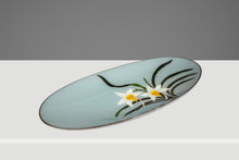 Load image into Gallery viewer, Japanese Mid-Century Modern Hand-Painted Glass Serving Dish Depicting Orchids w/ Protective Case by Mitsukoshi, Japan, c. 1960s-ABT Modern