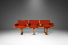 Load image into Gallery viewer, Mid-Century Architectural Tandem Three Seat Bench in Burnt Orange Tweed Attributed to Arthur Umanoff for Madison Furniture, USA, c. 1960's-ABT Modern