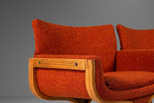 Load image into Gallery viewer, Mid-Century Architectural Tandem Three Seat Bench in Burnt Orange Tweed Attributed to Arthur Umanoff for Madison Furniture, USA, c. 1960's-ABT Modern