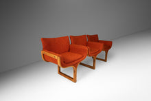 Load image into Gallery viewer, Mid-Century Architectural Tandem Three Seat Bench in Burnt Orange Tweed Attributed to Arthur Umanoff for Madison Furniture, USA, c. 1960's-ABT Modern